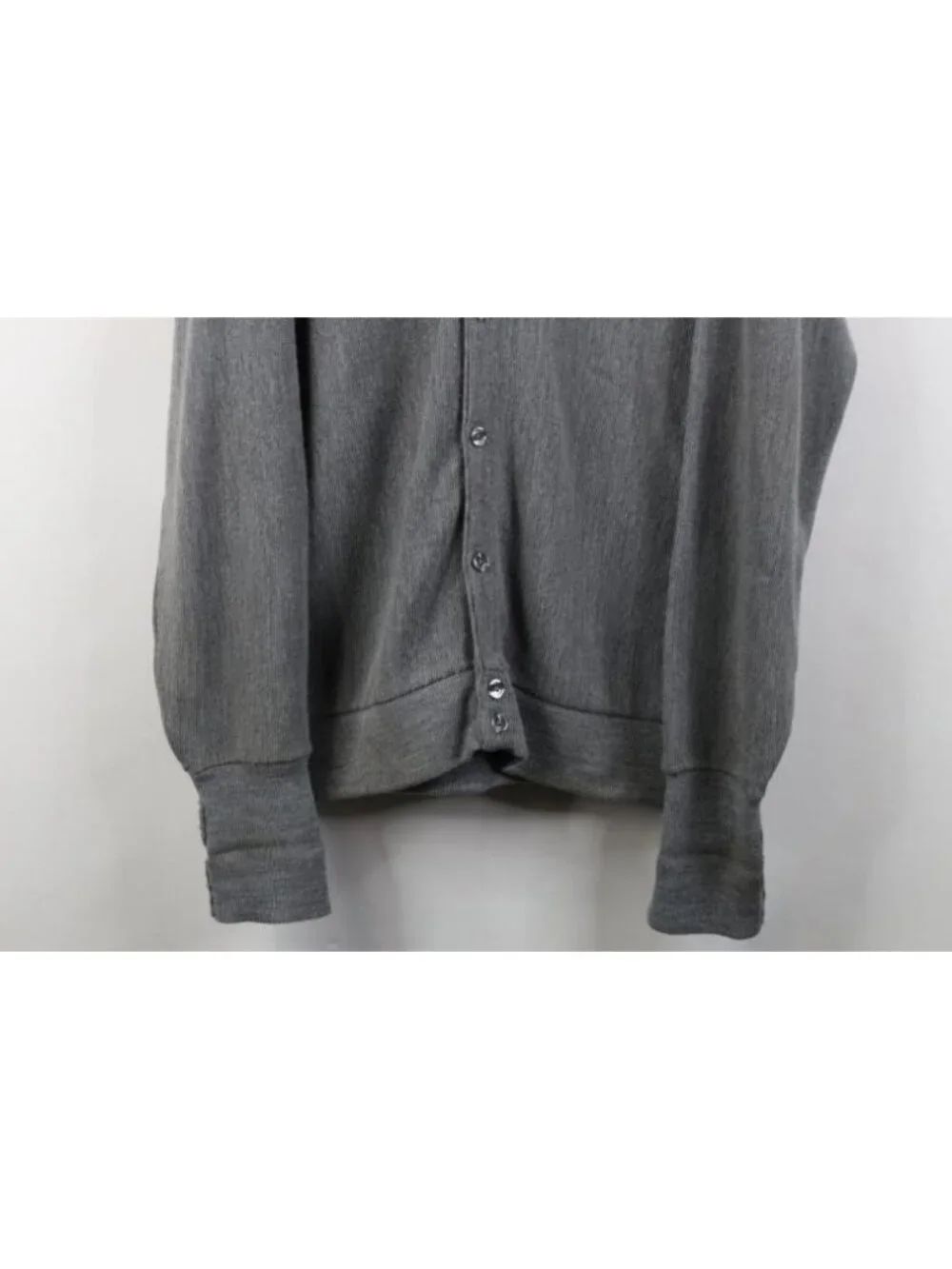 Vtg 90s Streetwear Mens Large Blank Knit Kurt Cobain Cardigan Sweater Gray USA